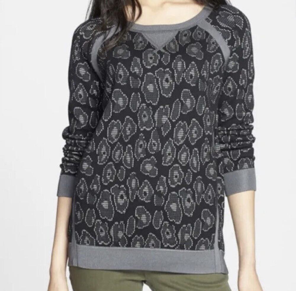Marc By Marc Jacobs Cassidy Leopard Print Black Gray Sweater Sz M animal print